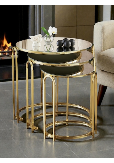 4 Lü Bronz Ayna Gold Metal Ayaklı Ayna Lenka Model Sehpa Takımı Zigon Ve Orta Altın 4 Lü Bronz Ayna Gold Metal Ayaklı Ayna Lenka Model Sehpa Takımı Zigon Ve Orta Altın