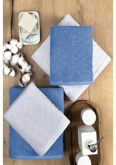4 Lü Banyo Havlusu Takımı Soft Büyük Havlulu Pamuklu Havlu Seti 90x150 Cm Beyaz 001