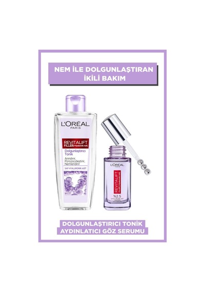 L'Oréal Paris Revitalift Filler Dolgunlaştırıcı Tonik 200 ML + Koyu Halka Karşıtı Aydınlatıcı Göz Serumu 30 ML