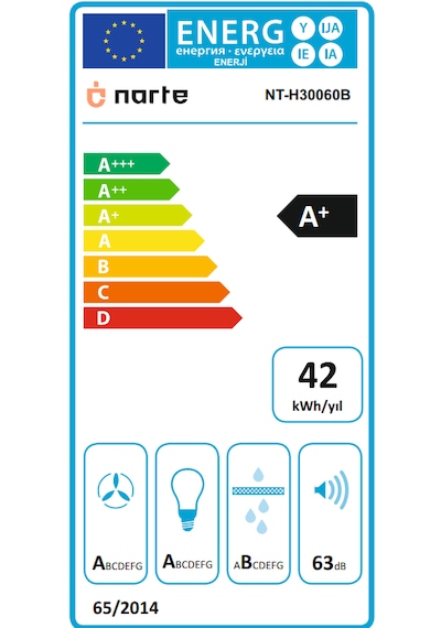 Narte H30060B Sessiz Duvar Tipi Davlumbaz