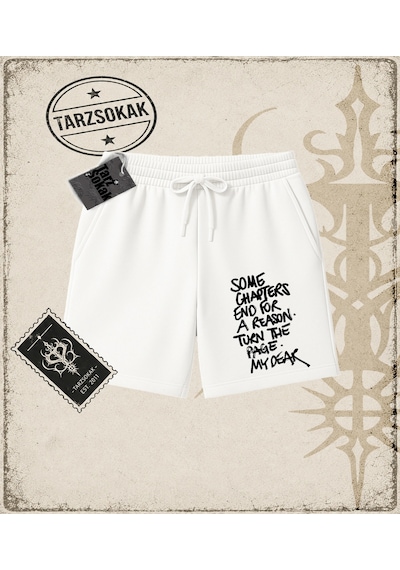 Tarzsokak Gotik & Grunge Streetwear Some Chapters Unisex Şort Beyaz