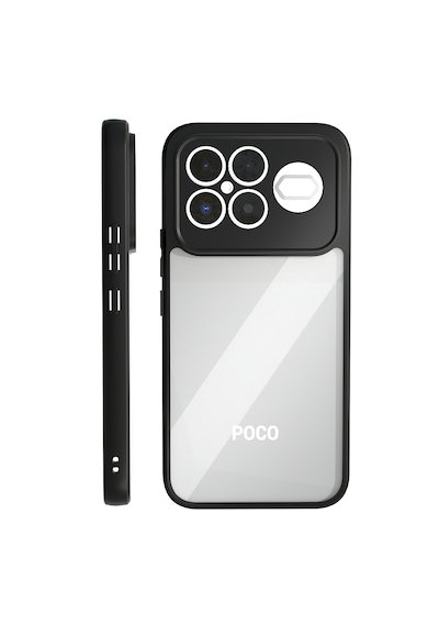 Xiaomi Poco F8 Ultra Kılıf Kenarları Silikon Kamera Korumalı Şeffaf Arka Yüzey Pürüzsüz New Roll Kapak Siyah