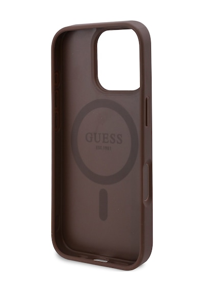 Apple Uyumlu iPhone 16 Pro Kılıf Guess Lisanslı Magsafe Şarj Özellikli Gül Baskılı Yazı Logolu Kapak Kahverengi