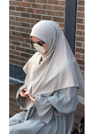 Qalortex Scarf Premium Jakarlı Sare Büyük Boy Eşarp-tas taş