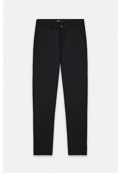 Süvari Siyah Slim Düz Twill Normal Bel Casual Pantolon Spn2020500035-s09
