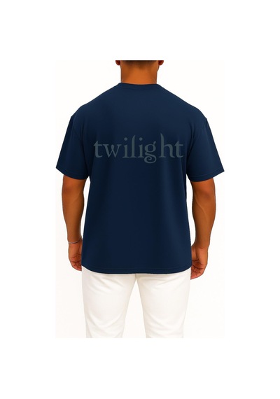 Bahriyeli Collection Oversize Edward Cullen Bella Swan The Twilight Saga Cep Ve Sırt Tasarımlı Unisex T-shirt Lacivert