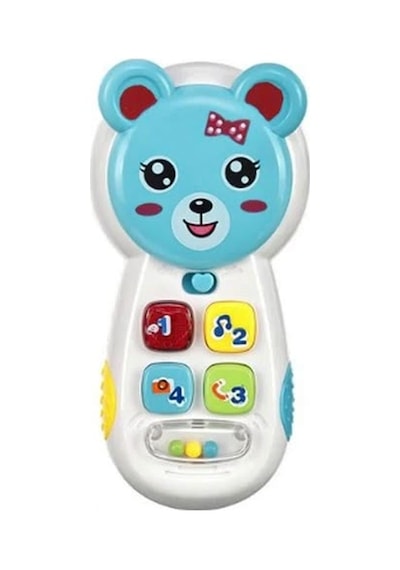 Tıfıl Toys Eğitici Aynalı Müzikli Telefon - Işıklı Sevimli Ayıcık Figürlü Bebek Gelişim Oyuncağı Mavi