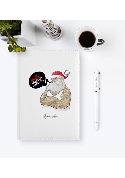 Kişiye Özel Yılbaşı Noel Baba Temalı 2021 Ajanda Kalem Seti - 4 Çok Renkli