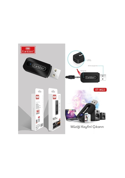 M22 Bluetooth 5.0 Usb Aux Dönüştürücü 10"