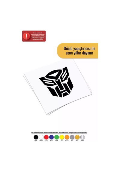 Transformers Kafası Sticker Oto Motor Laptop Duvar Folyo Sticker 50 X 50 Cm