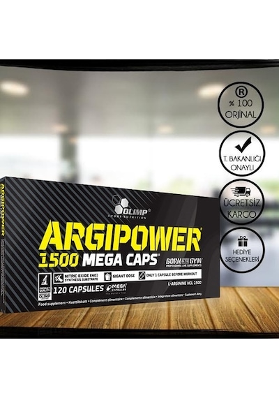 Olimp Argipower Mega Caps 120 Kapsül Arjinin, (Arginine) + Hediye