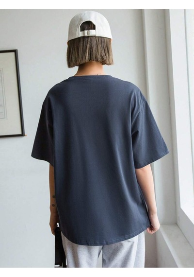 Uyguntarz Unisex Renkli Çiçekler Baskılı Tasarım Tshirt Lacivert