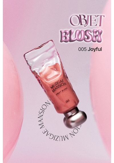 Hafif Yapılı, Ciltle Bütünleşen Parlak Bitişli Likit Allık Muzıgae Mansıon Objet Blush 005 Joyful 89177720