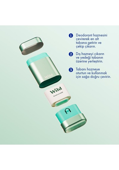 %98 Natural Stick Deodorant Kutu Ve Refill Fresh Aqua Case Ve Fresh Cotton & Sea Salt 40 G.