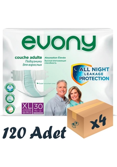 Evony Yetişkin Hasta Bezi Extra Büyük Boy XL 120 Adet