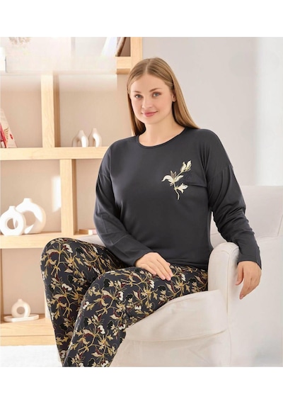 Pijamoni Kadın Sofya Büyük Beden Bisiklet Yaka Uzun Kol İnce Pijama Takımı 8720/9- 1 Adet Siyah Pijamoni Kadın Sofya Büyük Beden Bisiklet Yaka Uzun Kol İnce Pijama Takımı 8720/9- 1 Adet Siyah
