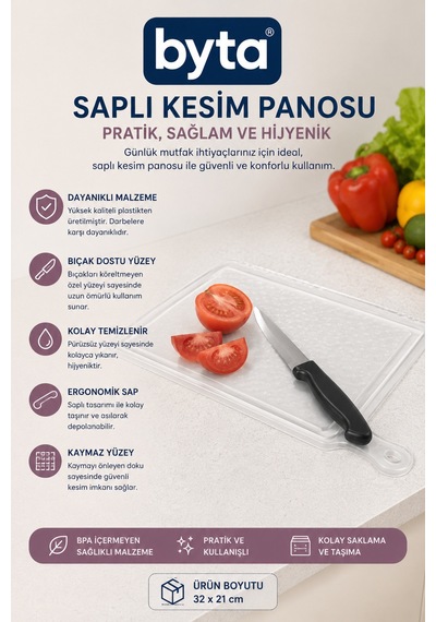 Saplı Plastik Kesim Panosu Kaymaz Doğrama Tahtası Mutfak Kesme Panosu Sebze Meyve Et Doğrama Tahtası Bpa İçermez Şeffaf