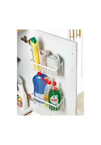 Yapışkanlı Duvar Rafı, 2'li Duvar Düzenleyici, Banyo-mutfak Organize Dolap Içi Organizeri Plastik Beyaz Beyaz