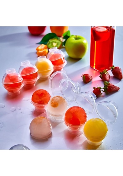 4'lü Küre Dondurma Meybuz Yapma Kalıbı Su Sızdırma Top Buz Kalıbı Plastik Diğer