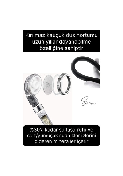 Premium Duş Seti 3 Fonksiyonlu Tasarruflu Başlık Esnek Kırılmaz Çatlamaz Paslanmaz Sızdırmaz Hortum Mat - Siyah