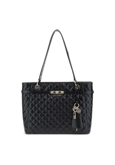 Guess Kadın Kapitone Ve Monogram Desenli Tote Çanta - Siyah Siyah