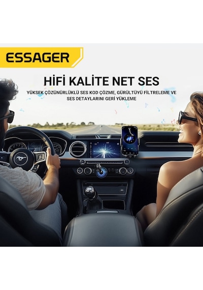 Essager Bluetooth 5.3 Adaptör Transmitter Eller Serbest Görüşme, Kablosuz Ses Aktarımı, Hifi Kalite Gri