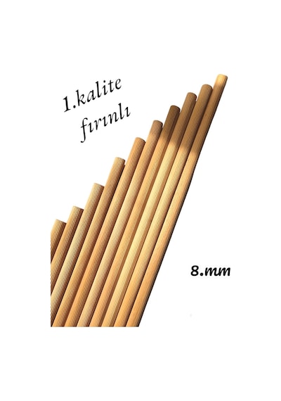 Ahşap Kavela Çıta Çubuk Kavela Yivli 8 Mm 20 Cm 50 Adet