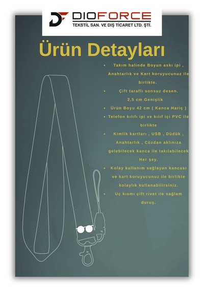 Dioforce Atatürk Resim Temalı Çift Rivetli Boyun Askı İpi Ve Anahtarlık