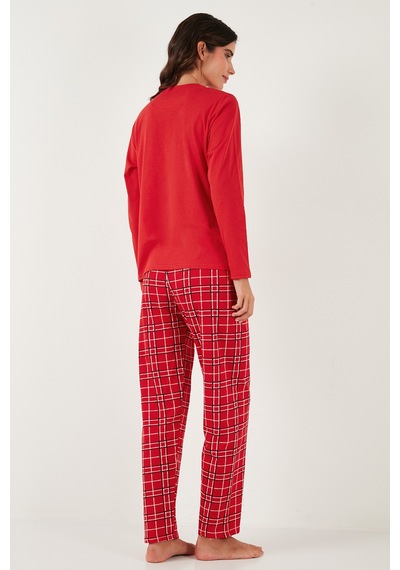 Lela Bayan Pijama Takımı 65723313 Kırmızı Kırmızı