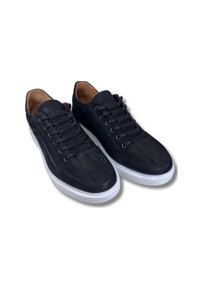 Dropland 8790 Siyah Hakiki Nubuk Deri Günlük Erkek Sneaker Ayakkabı Siyah