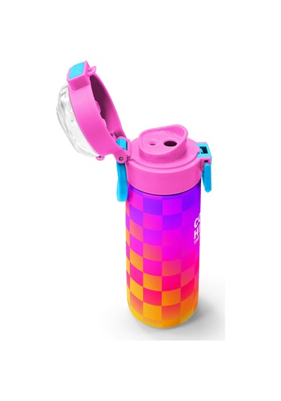 Coral High Kids Neon Renkli Dama Desenli Pipetli Ve Direkt İçim Çelik Termos 500 Ml 38103 Pembe
