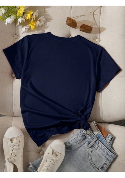 Uyguntarz Unisex Love Kalp Baskılı Tasarım Tshirt Lacivert