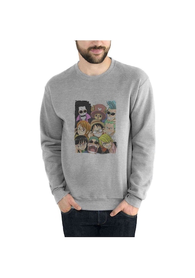 Anime Fairy Tail Glass Guild Emblem Baskılı Gri Erkek Sweatshirt (534641285)
