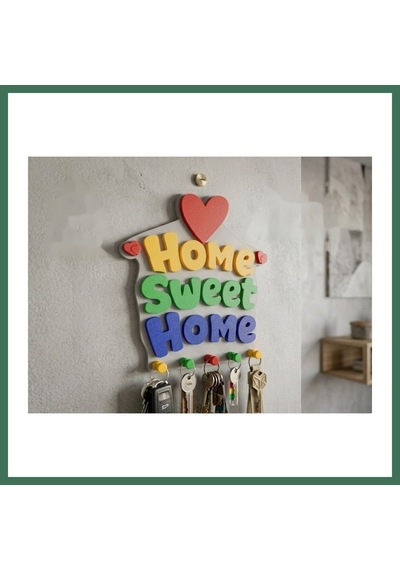 En-cag Home Sweet Home Duvar Anahtarlığı Çok Parçalı Dekoratif Anahtar Askısı Bss Standart