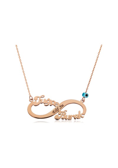 925 Ayar Gümüş Rose Altın Kaplama Kaplama Kaplama İsimli Sonsuzluk Kolye Rose Gold