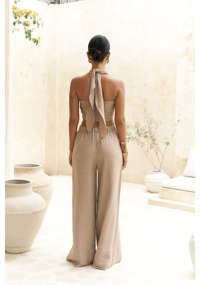 Mai Collection Mai Studios Co. Moira Vizon Keten Crop Pantolon Takım Vizon Mai Collection Mai Studios Co. Moira Vizon Keten Crop Pantolon Takım Vizon