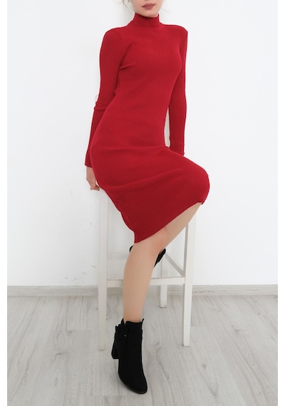 Bensu Store - Yarım Balıkçı Elbise Kırmızı - 10072.1612. 001