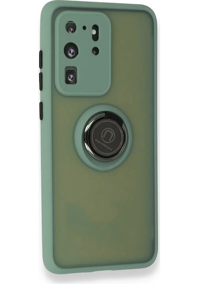 Newface Samsung Galaxy Uyumlu S20 Ultra Kılıf Montreal Yüzüklü Silikon Kapak Glblseme - 86 - Yeşil