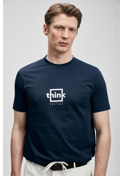 Lufian Thınk Modern Grafik T- Shirt Lacivert Lacivert 111020310100200