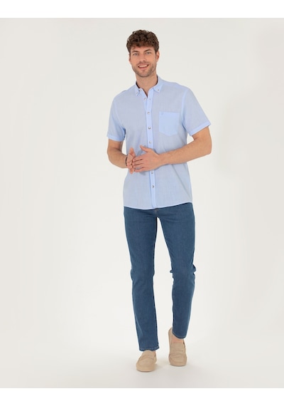 Pierre Cardin Erkek Açık Mavi Kısa Kollu Gömlek 50268184-vr003 Açık Mavi