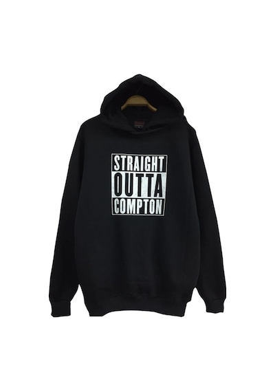 Straıght Outta Compton Baskılı Çocuk Sweatshirt Siyah