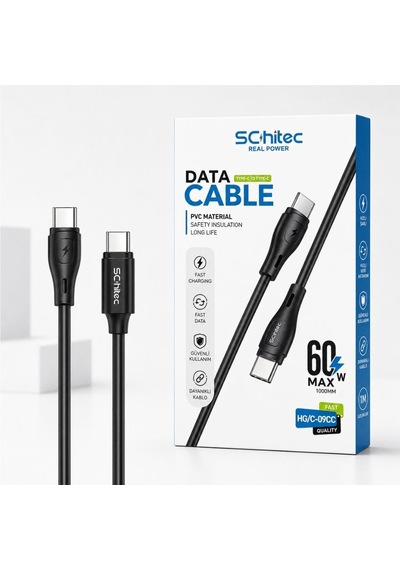 Schitec 60w Type-c To Type-c Hızlı Şarj Ve Data Kablosu Siyah 1m Hg/c-09cc