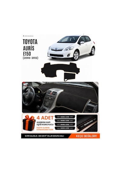 Toyota Aurıs E150 2006-2012 Uyumlu Torpido Örtüsü, Torpido Kılıfı - Siyah Bej