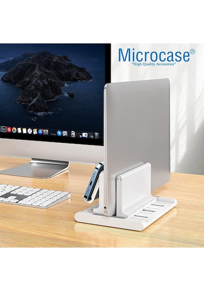 Ayarlanabilir Çok Amaçlı Telefon Tutuculu Laptop Notebok Apple Uyumlu MacBook İçin Dikey Stand-al4495 Siyah