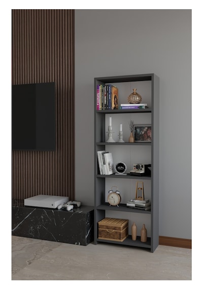 5 Raflı Kitaplık Dekoratif Çok Amaçlı Düzenleyici Raf 150 Cm Salon Çalışma Odası Raf Antrasit 5 Raflı Kitaplık Dekoratif Çok Amaçlı Düzenleyici Raf 150 Cm Salon Çalışma Odası Raf Antrasit