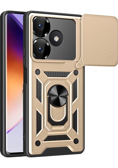 Xiaomi Redmi 13 4g Uyumlu Kılıf Pars Lens Yüzüklü Silikon - Gold