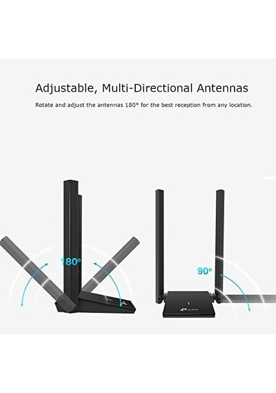 Tx20u Plus, Ax1800 Mbps Çift Antenli Yüksek Kazanımlı Kablosuz Usb Adaptör, 1 Metre Usb 3.0 Kablosu,