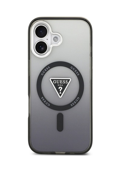 Apple Uyumlu iPhone 17 Kılıf Guess Lisanslı M-safeli Iml Baskılı Üçgen Logolu Metal Kamera Çerçeveli Siyah Siyah