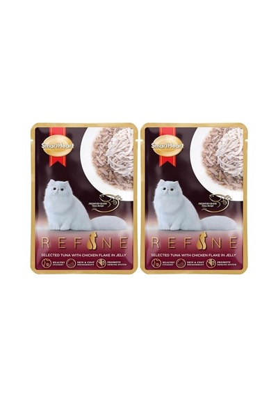 Refine Pouch Jöle İçinde Didiklenmiş Tavuklu Seçkin Ton Balığı 70 Gr 2 Paketi 100 G