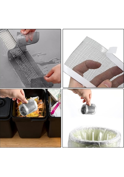 Mucit Home 10 Cm 4 Metre Çok Amaçlı Gider Süzgeci Sineklik Tamir Kiti Saç Kıl Tüy Tutucu Gri